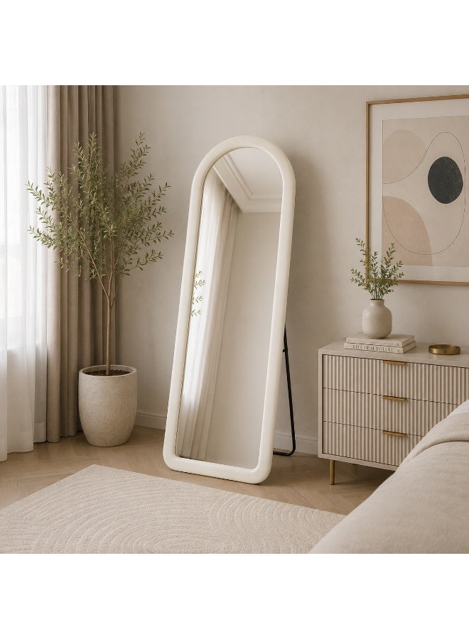 alsaada home Full-Length Free Standing Floor Mirror with Wheels & Metal Frame, 170x70 cm - White - Image 3