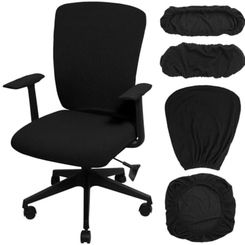 4 Pcs Office Chair Covers Set Computer Universal Protective Stretchable Chair Seat Covers Desk Armrest Slipcovers Pads Office Cushion Backrest for Rotating XL - Image 1
