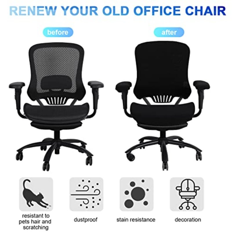 4 Pcs Office Chair Covers Set Computer Universal Protective Stretchable Chair Seat Covers Desk Armrest Slipcovers Pads Office Cushion Backrest for Rotating XL - Image 5