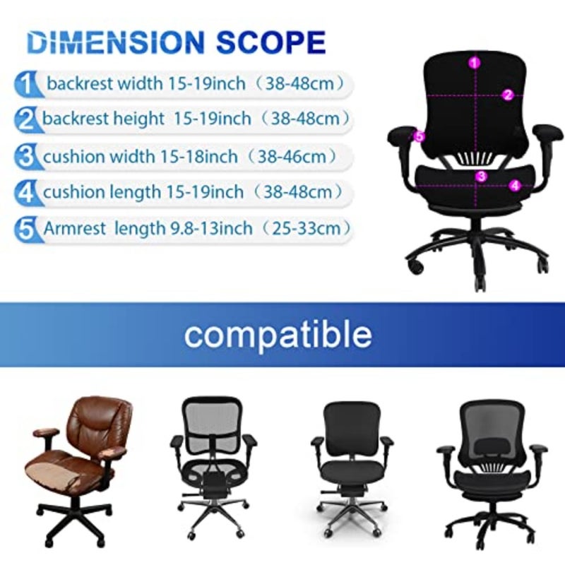 4 Pcs Office Chair Covers Set Computer Universal Protective Stretchable Chair Seat Covers Desk Armrest Slipcovers Pads Office Cushion Backrest for Rotating XL - Image 2