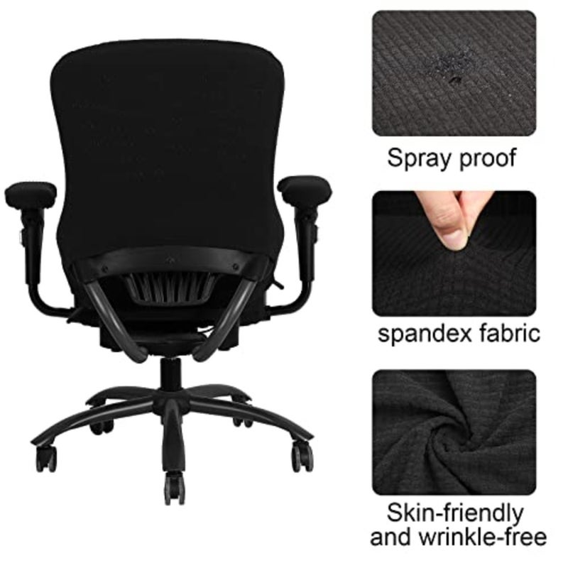 4 Pcs Office Chair Covers Set Computer Universal Protective Stretchable Chair Seat Covers Desk Armrest Slipcovers Pads Office Cushion Backrest for Rotating XL - Image 3