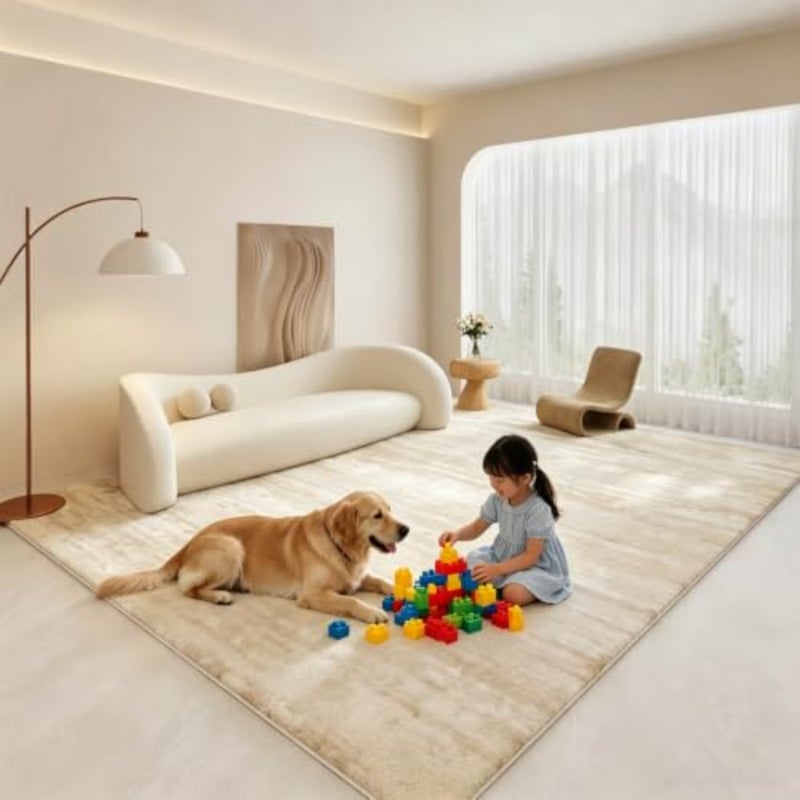 Carpet Living Room 160x230cm, Soft Fluffy Area Carpet Bedroom Living Room Shaggy Washable Anti-Skid Comfortable Large Rugs Indoor Modern Home Decor Floor Faux Wool Fluffy Carpet - Image 1