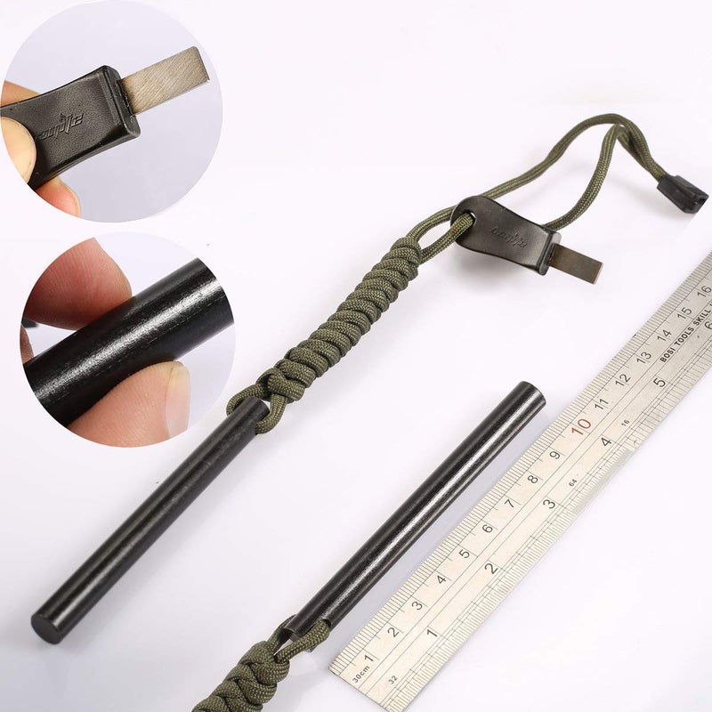 bayite 4 Inch Survival Ferrocerium Drilled Flint Fire Starter, Ferro Rod Kit with Paracord Landyard Handle and Striker, 4"(Long) x 3/8"(Diameter) - Image 5
