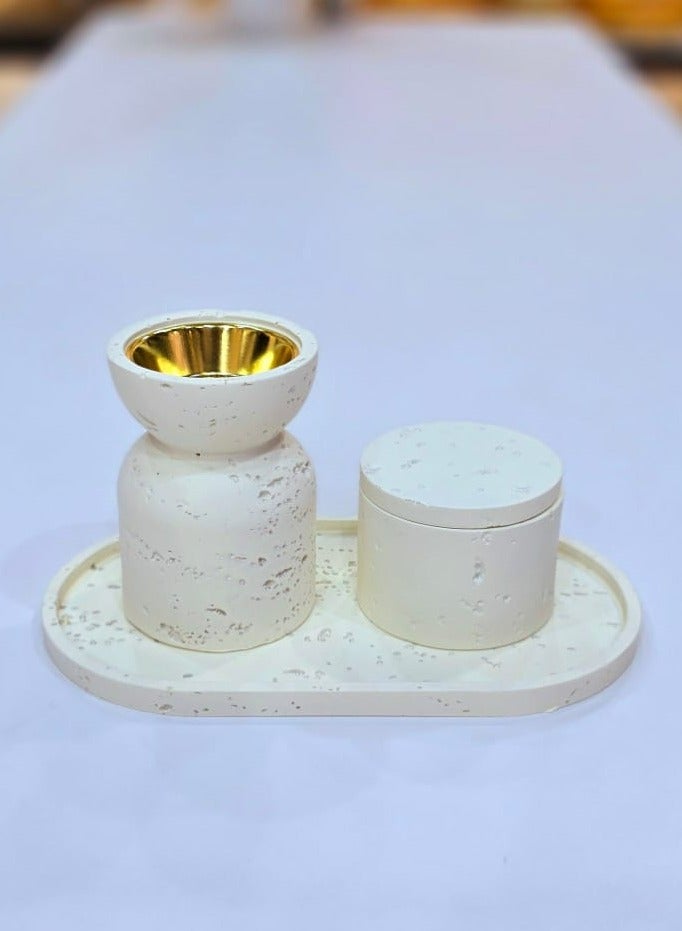 Damanhoor Damanhoor Charcoal Incense Burner Bakhoor Burner Oud Frankincense Resin Incense Burner With Storage And Small Tray for Yoga Spa and Aromatherapy Office & Home Decor 