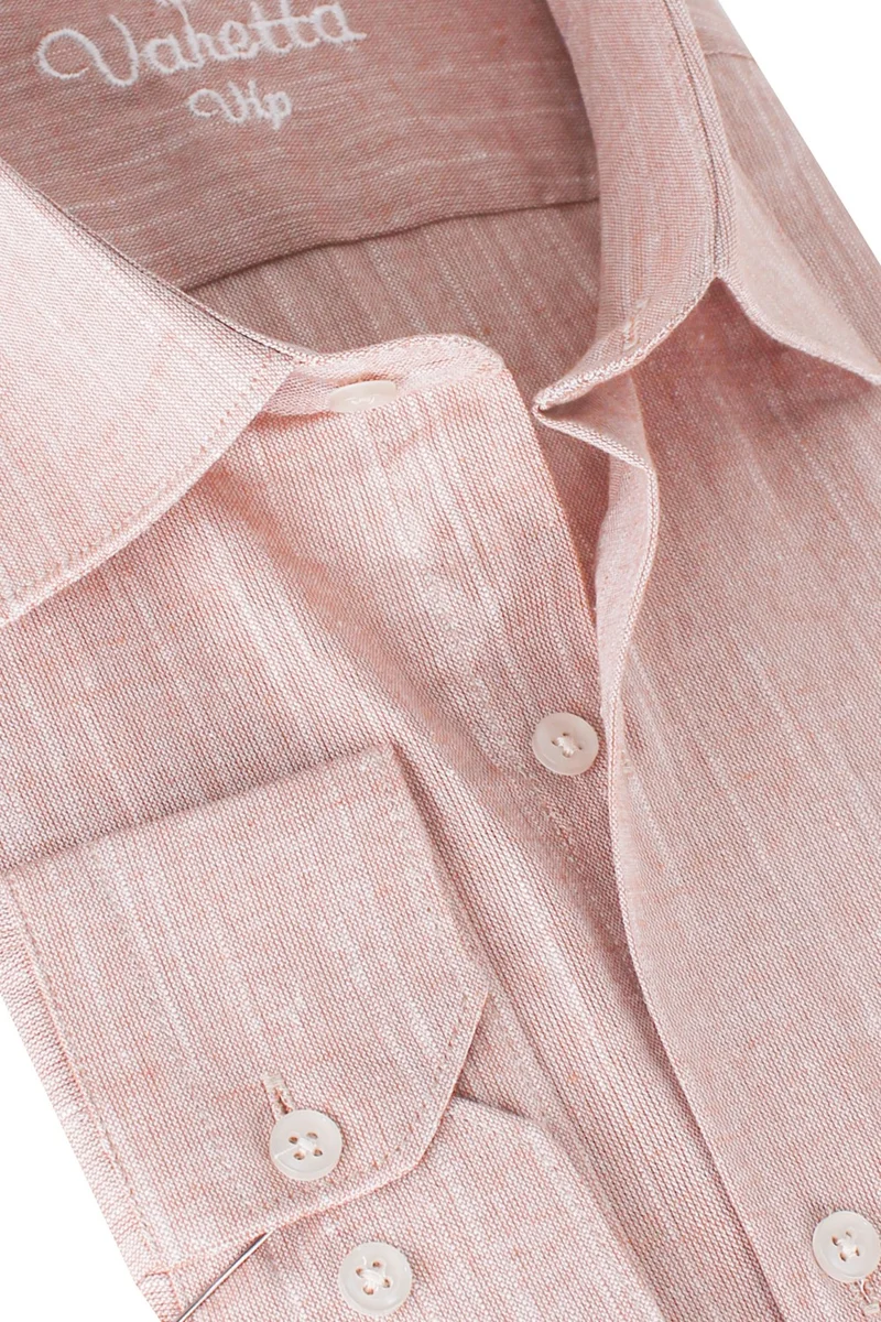فاريتا Men's Hot Pink Long Sleeve Linen Effect Pocket Cotton Shirt