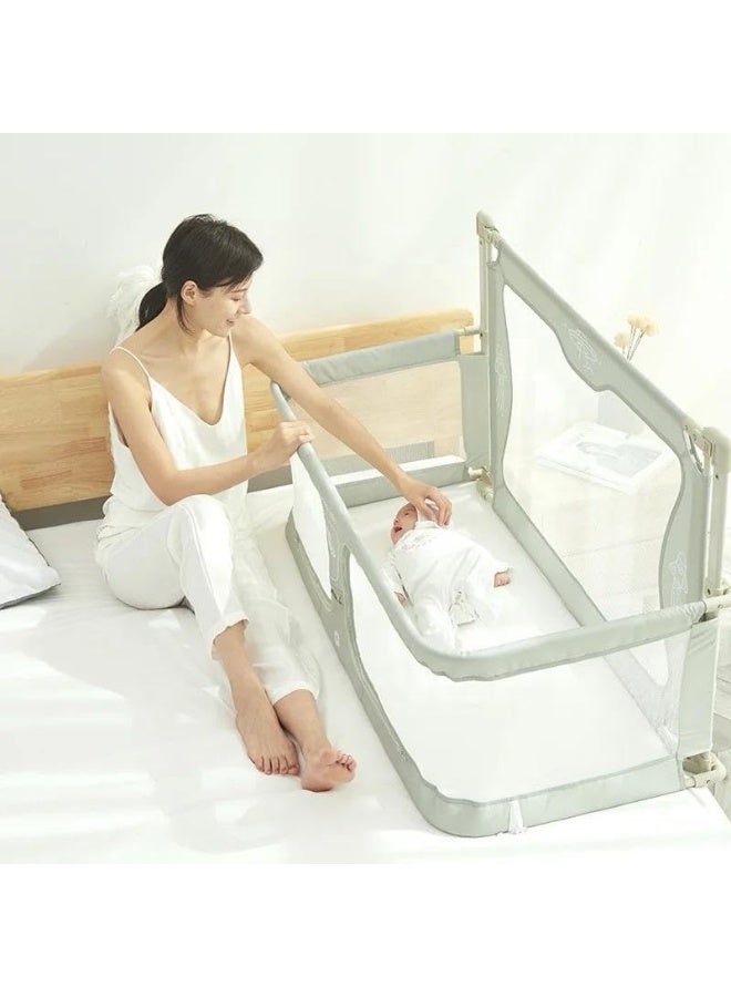 SAFENHAND 3 in 1 Baby Bedside Sleeper, Baby Cosleeper In Bed, Folding Portable Crib in Bed, breathable and visible mesh window, Washable Liner Cover And Sturdy Aluminum Alloy, easy To Install (WHITE) - Image 3
