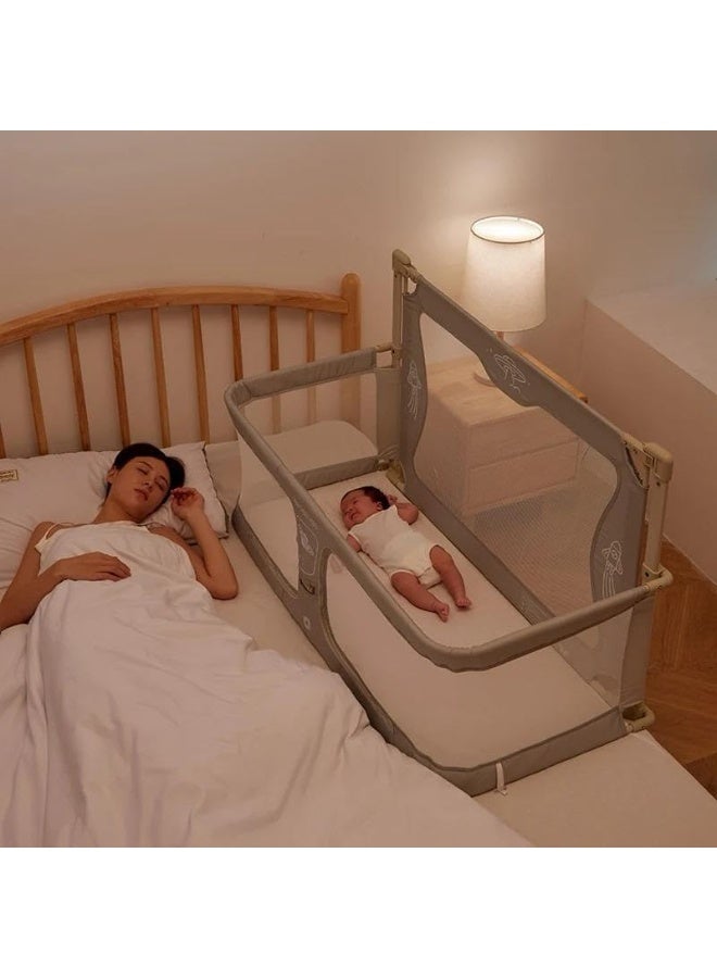 SAFENHAND 3 in 1 Baby Bedside Sleeper, Baby Cosleeper In Bed, Folding Portable Crib in Bed, breathable and visible mesh window, Washable Liner Cover And Sturdy Aluminum Alloy, easy To Install (WHITE) - Image 5