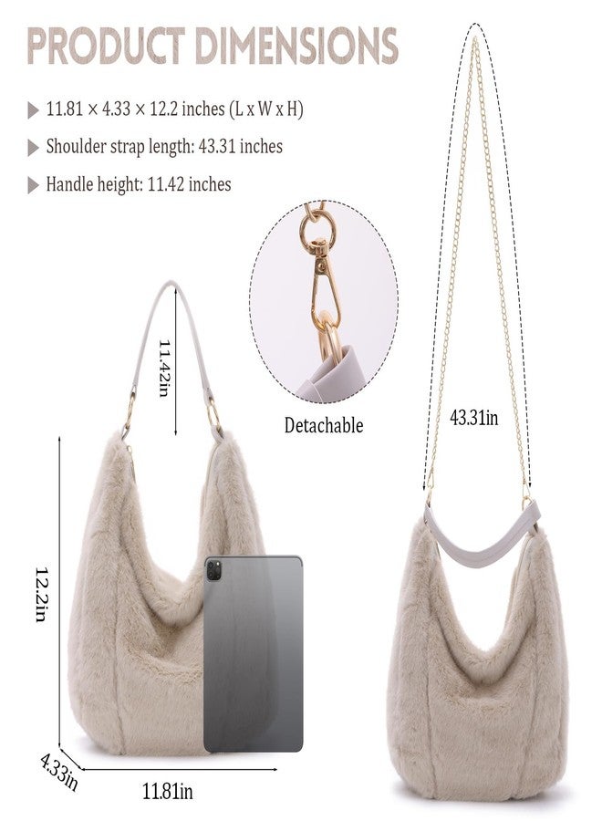 SUKUTU Fluffy Shoulder Bag for Women Winter Soft Faux Fur Tote Bag Plush Furry Crossbody Bag - Image 5