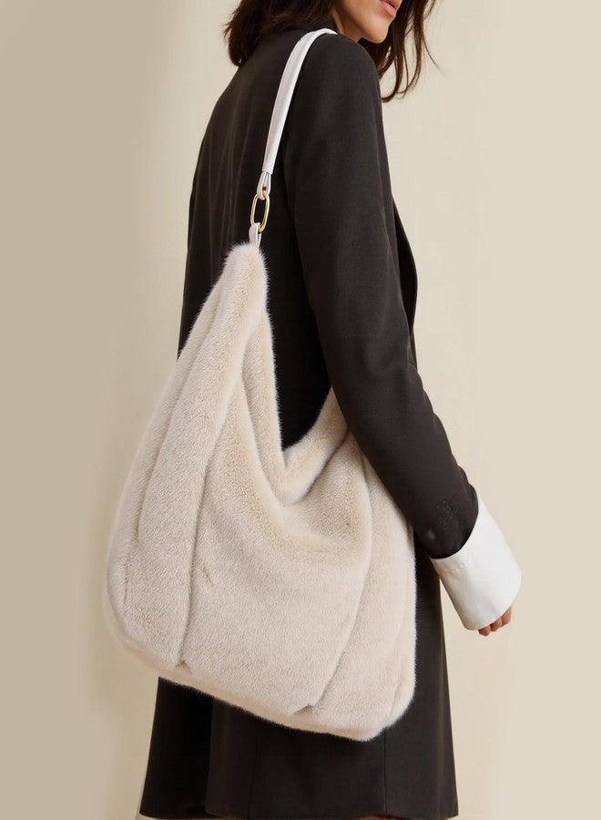 SUKUTU Fluffy Shoulder Bag for Women Winter Soft Faux Fur Tote Bag Plush Furry Crossbody Bag - Image 2