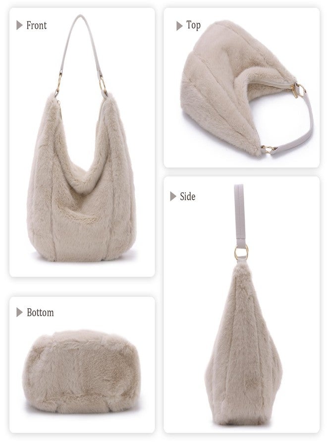 SUKUTU Fluffy Shoulder Bag for Women Winter Soft Faux Fur Tote Bag Plush Furry Crossbody Bag - Image 4