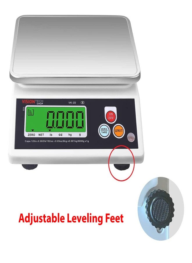 VisionTechShop VK-2D 0.1g Premium Food Kitchen Scale, Lb/Oz/Kg/g Switchable, Stainless Steel Plate Food Scale, Large LCD Display with Backlight, 12lb Max Capacity, 0.001lb Readability - Image 4