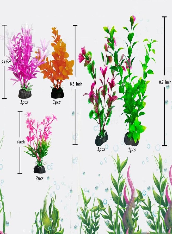 ZYAQUDEC 11 PCS Premium Fish Tank Accessories or Fish Tank Decorations,a Variety of Sizes and Styles of Aquarium Plants,Colorful Plastic Plants - Image 3