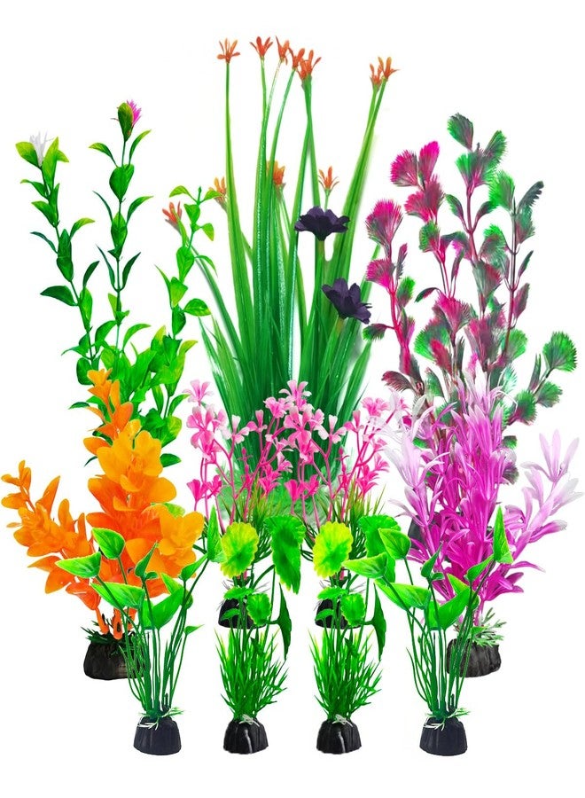 ZYAQUDEC 11 PCS Premium Fish Tank Accessories or Fish Tank Decorations,a Variety of Sizes and Styles of Aquarium Plants,Colorful Plastic Plants - Image 1