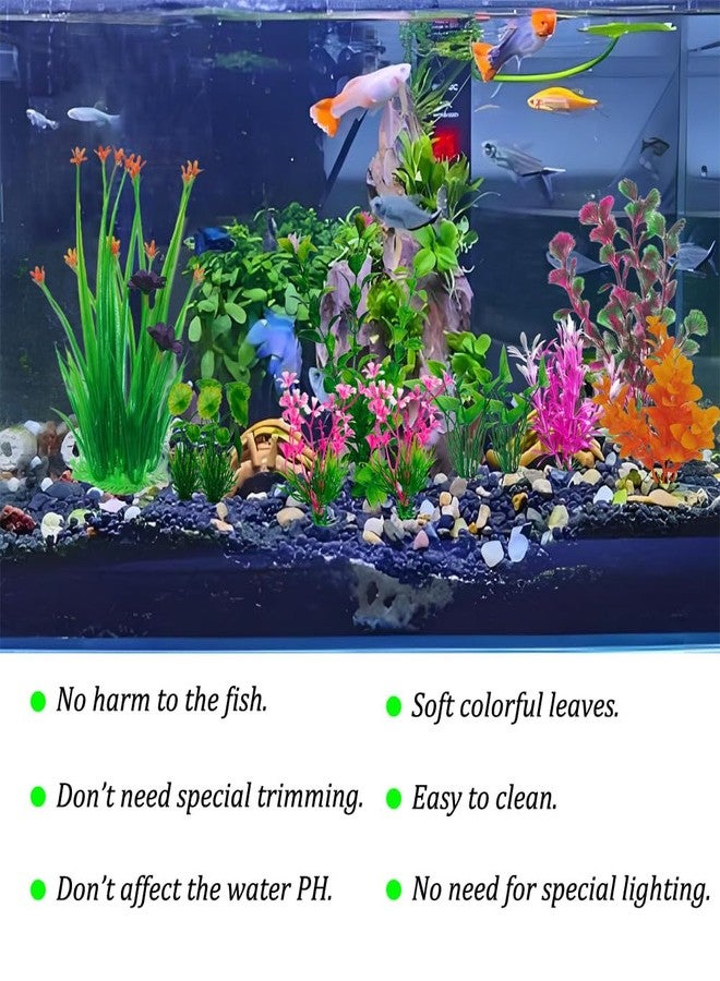ZYAQUDEC 11 PCS Premium Fish Tank Accessories or Fish Tank Decorations,a Variety of Sizes and Styles of Aquarium Plants,Colorful Plastic Plants - Image 5