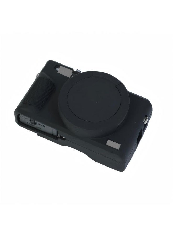 جراب لكاميرا Canon G7X III G7X mark III G7X3 الرقمية، جراب سيليكون ناعم وغطاء عدسة قابل للفصل لكاميرا Canon (أسود) - Image 3