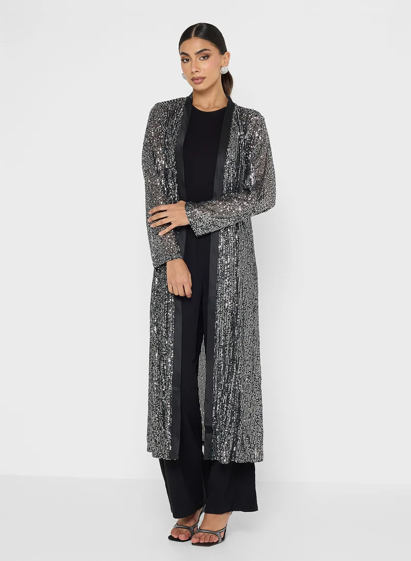 Golden Apple Sequin Detailed Long Jacket