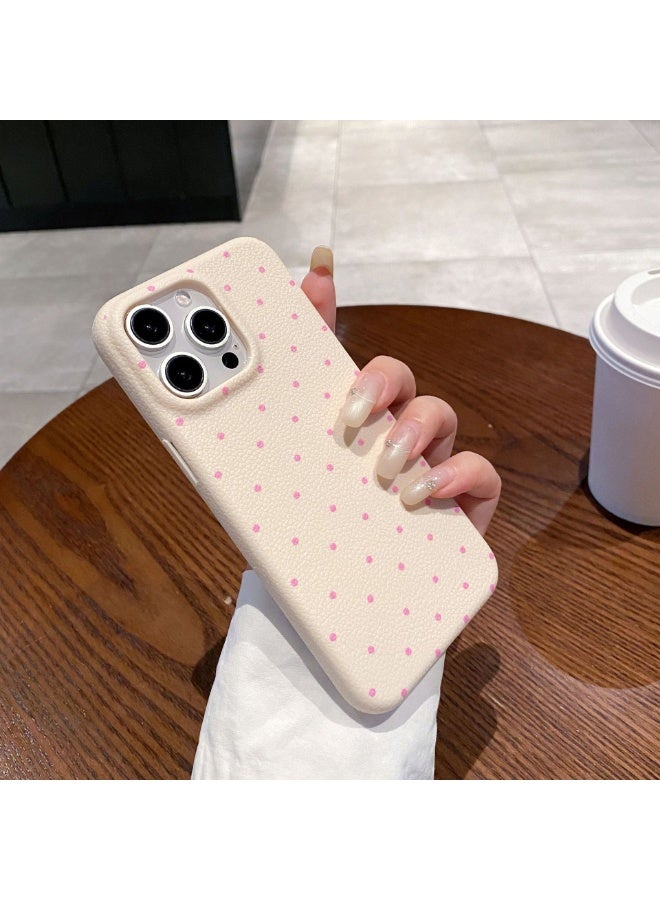 NIBEMINENT Minimal Polka Dots Protective TPU Case Cover For iPhone 14 Pro, White
