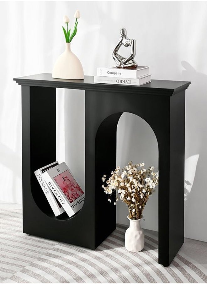 Raffine - Italian Light Luxury Double Arc Narrow Entryway Table Minimalist Modern Decorative Console Table Rectangular Storage Stand Display Table for Foyer Entryway Living Room Hallway 110x32x104 cm (Fully Assembled) - Image 1