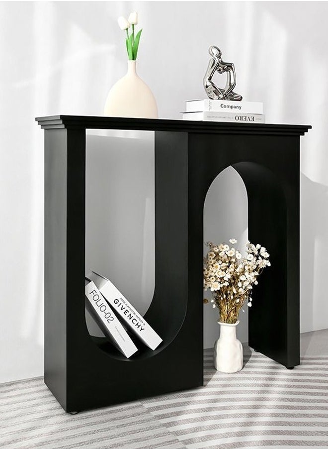 Raffine - Italian Light Luxury Double Arc Narrow Entryway Table Minimalist Modern Decorative Console Table Rectangular Storage Stand Display Table for Foyer Entryway Living Room Hallway 110x32x104 cm (Fully Assembled) - Image 1