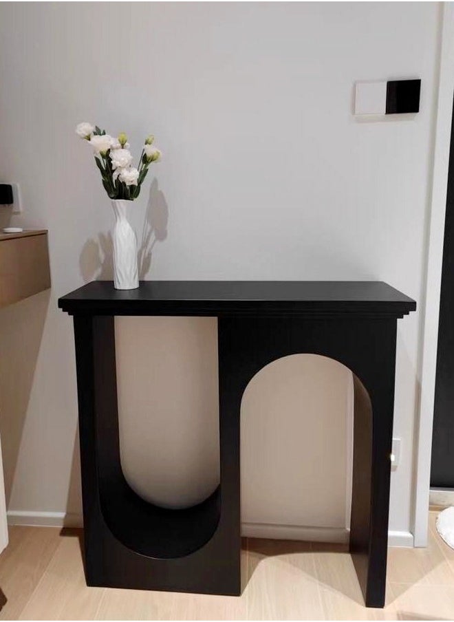 Raffine - Italian Light Luxury Double Arc Narrow Entryway Table Minimalist Modern Decorative Console Table Rectangular Storage Stand Display Table for Foyer Entryway Living Room Hallway 110x32x104 cm (Fully Assembled) - Image 1