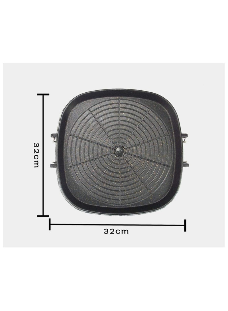 BBQ Grill Pan,32cm Nonstick Aluminum Induction Grill Pans Korean BBQ Grill For Stove Tops,Maifan Coated Surface Non-stick Smokeless Barbecue Plate For Indoor Outdoor BBQ,Square - Image 2