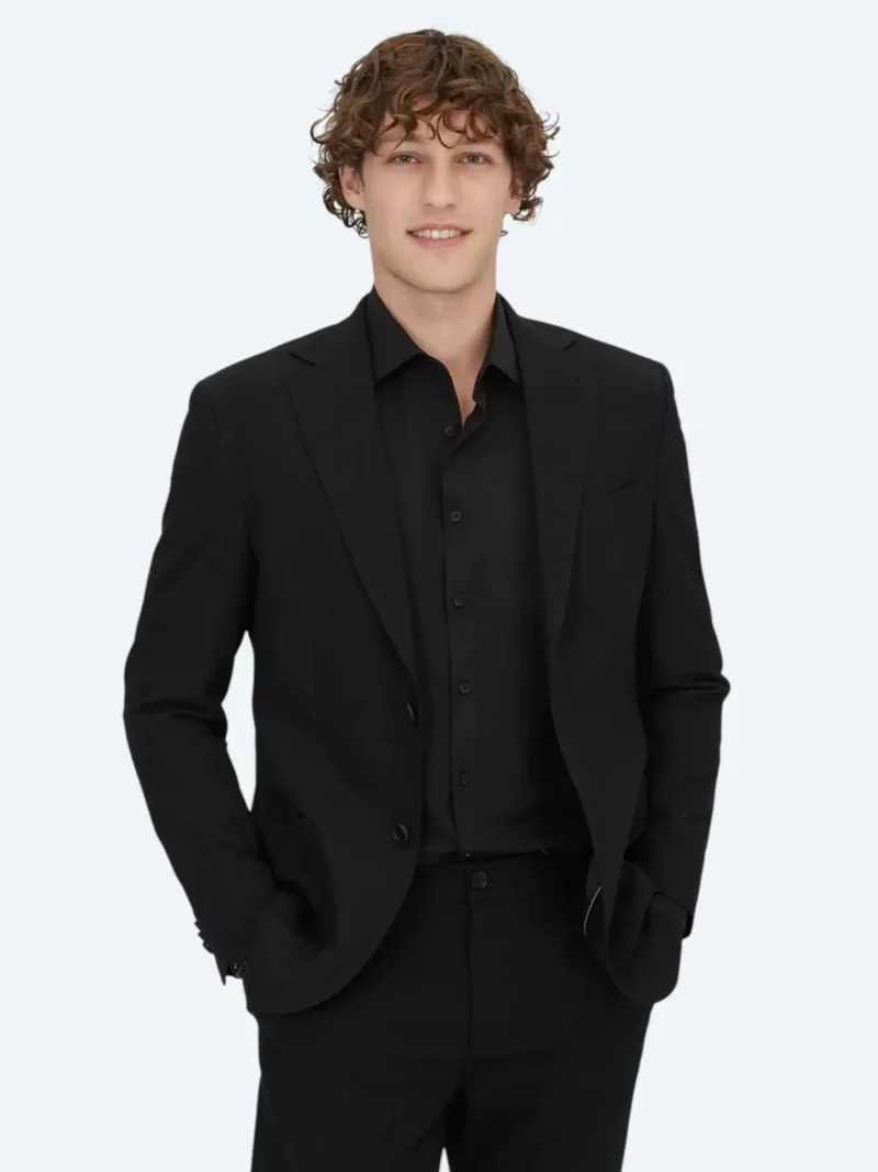 Kip Black Patterned Modern Fit Jacket