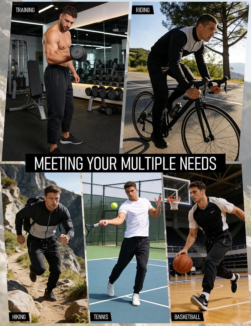 Gihuo 3 Pack Mens Athletic Pants Workout Sweatpants for Men Gym Running Sweat Pants Joggers with Pockets (US, Alpha, Large, Regular, Regular, BlackDarkGreyLightGrey) - Image 2