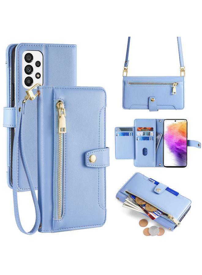 إيروريكس جراب هاتف Samsung Galaxy A73 5G من جلد الأغنام المزخرف بسحاب متقاطع على الجسم - Image 1