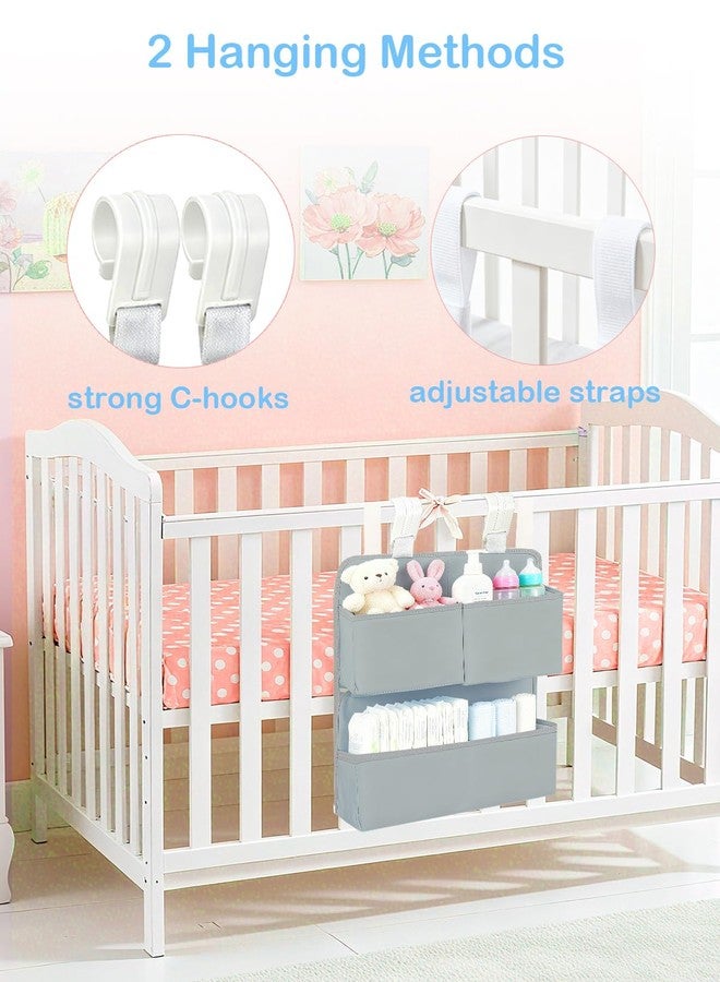 KIKJOK Hanging Diaper Organizer for Bassinet/Crib/Playpen/Playard – Hold 80+ Diapers - Changing Table Diaper Holder Attachment Accessories- Diaper Stacker Nursery Caddy Organizer (Gray) - Image 3