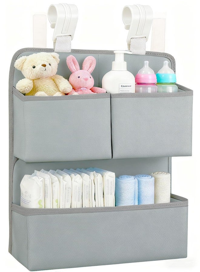 KIKJOK Hanging Diaper Organizer for Bassinet/Crib/Playpen/Playard – Hold 80+ Diapers - Changing Table Diaper Holder Attachment Accessories- Diaper Stacker Nursery Caddy Organizer (Gray) - Image 1