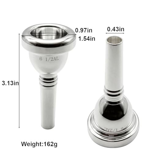 Missmore 6 1/2AL Silver Trombone Mouthpiece - Professional Grade Brass Instrument Mouthpiece for Tenor Trombone, Premium Sound & Durability - Image 2