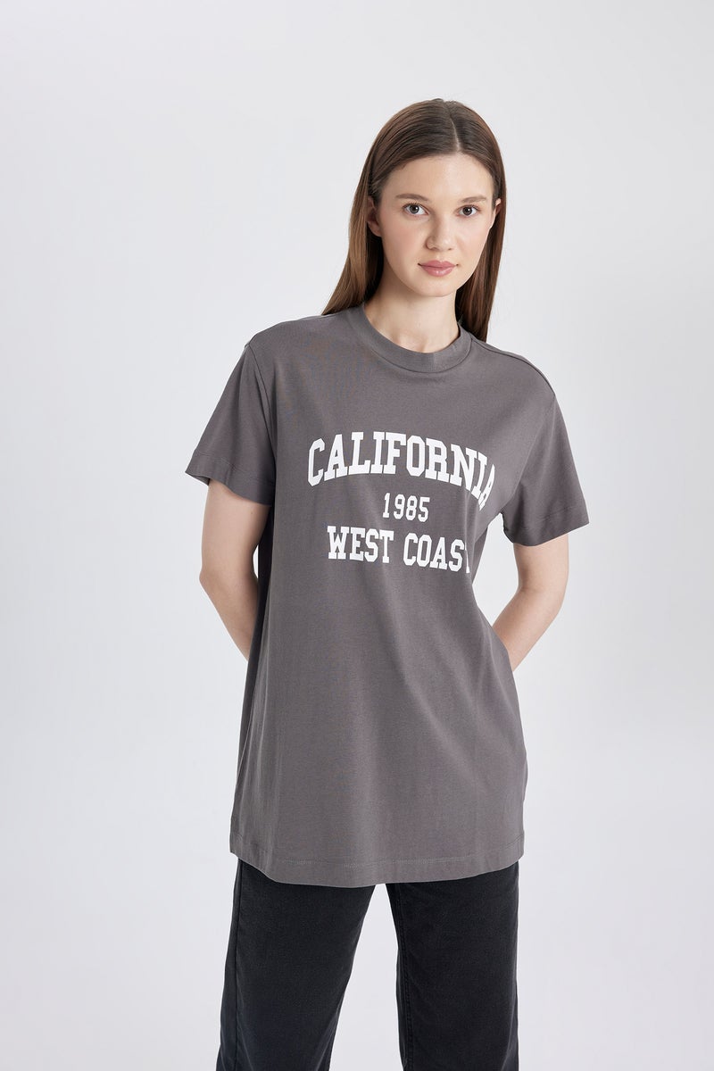 DeFacto Woman Regular Fit Crew Neck University Printed Tunic  - Image 1