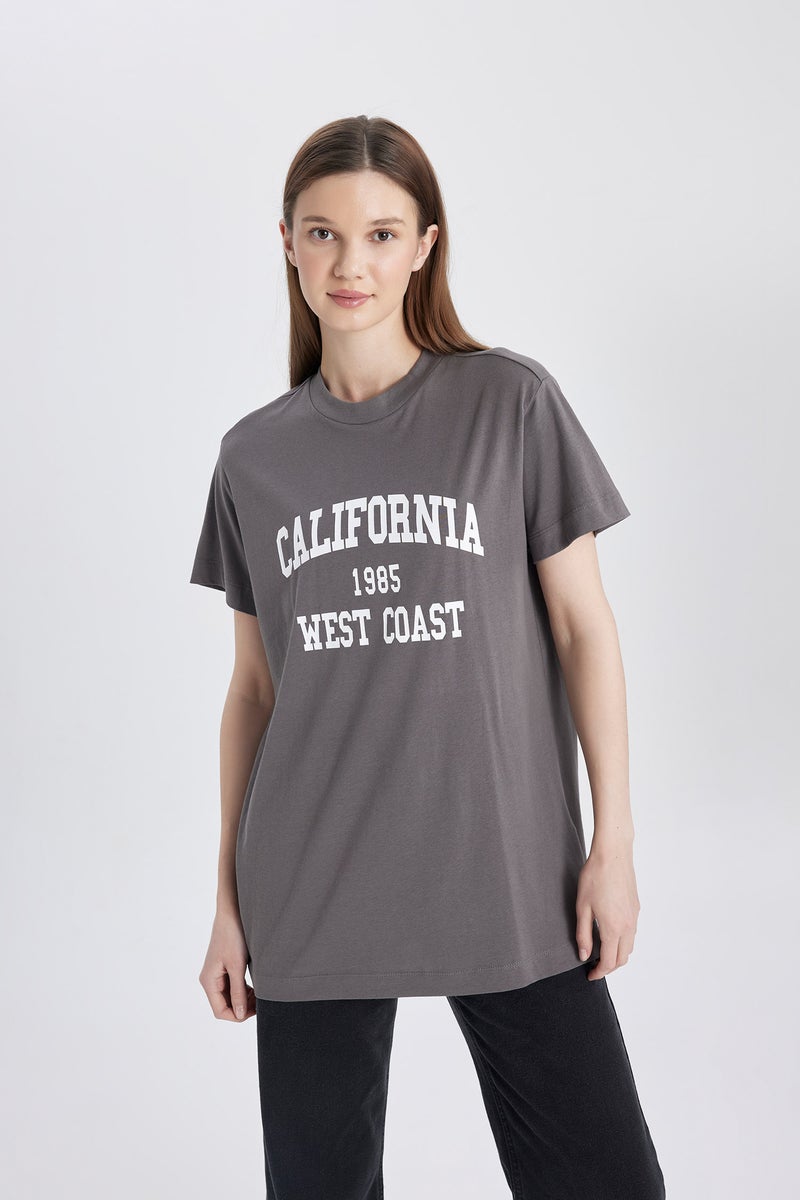 DeFacto Woman Regular Fit Crew Neck University Printed Tunic  - Image 4