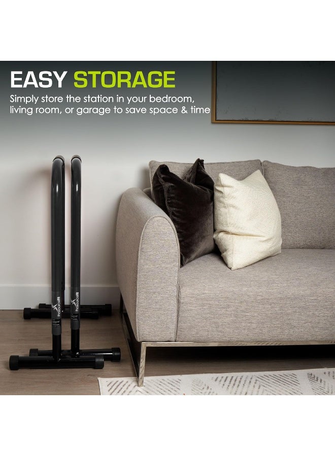 ProSourceFit محطة بروسورس فيت للغمس، بار ضغط الجسم الثقيل النهائي مع موصل أمان لتمارين العضلة ثلاثية الرؤوس، السحب، الدفع، والجلوس على شكل L، أسود - Image 2