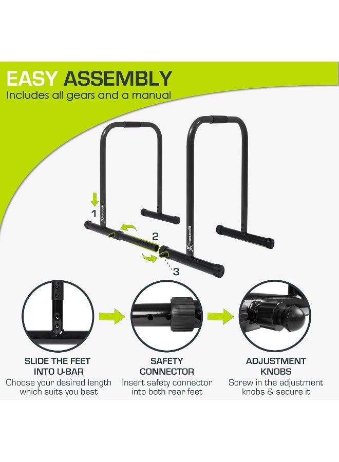 ProSourceFit محطة بروسورس فيت للغمس، بار ضغط الجسم الثقيل النهائي مع موصل أمان لتمارين العضلة ثلاثية الرؤوس، السحب، الدفع، والجلوس على شكل L، أسود - Image 3