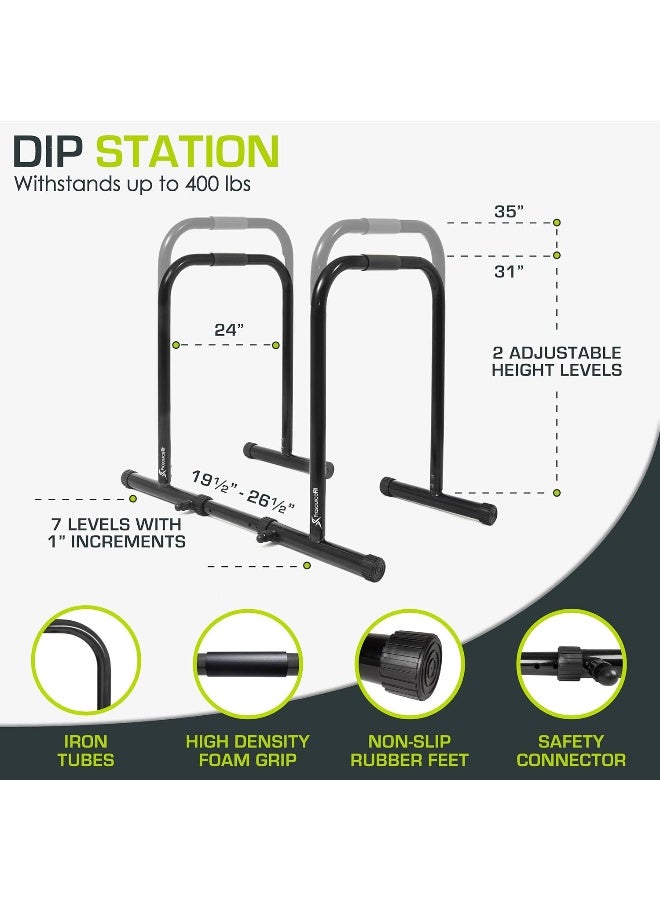 ProSourceFit محطة بروسورس فيت للغمس، بار ضغط الجسم الثقيل النهائي مع موصل أمان لتمارين العضلة ثلاثية الرؤوس، السحب، الدفع، والجلوس على شكل L، أسود - Image 5