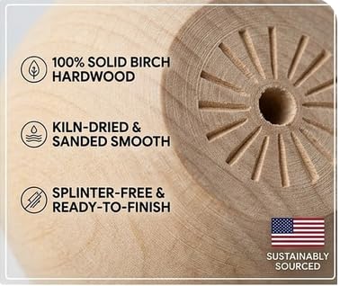 Pinehurst Crafts Unfinished Wood Ball Knobs, Perfect for Furniture, Cabinets, Dresser Drawers or Crafting, 2-Inch, Pack of 4 - Image 3