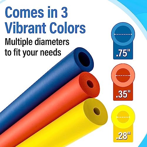 Impresa Foam Grip Tubing - Customizable Multi-Color, Blue/Red/Yellow 6-Count Slip-Resistant Grip Tubes for Built-Up Handles - Adaptive Equipment & Adaptive Silverware for Stroke Patients - Image 5