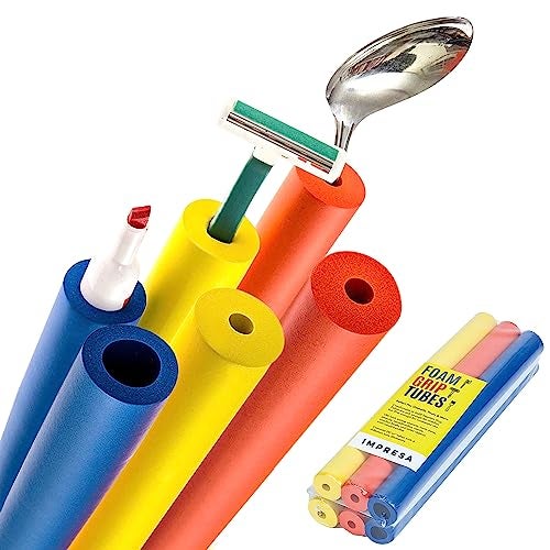 Impresa Foam Grip Tubing - Customizable Multi-Color, Blue/Red/Yellow 6-Count Slip-Resistant Grip Tubes for Built-Up Handles - Adaptive Equipment & Adaptive Silverware for Stroke Patients - Image 1