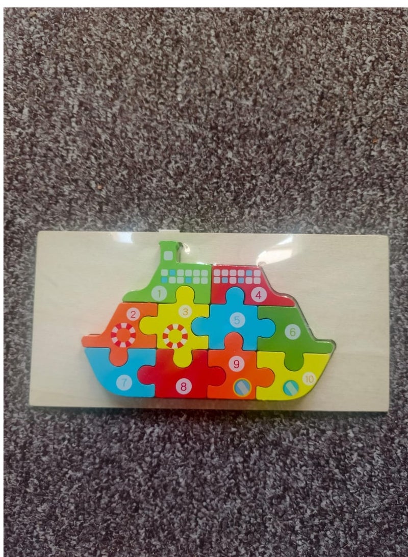 Montessori Wooden Ship Puzzle Toy for Kids