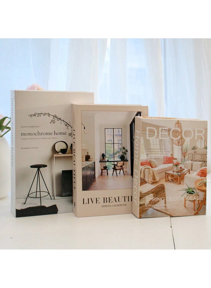 3pcs Set of Modern Decorative Faux Books – Elegant and Luxurious Design – Non-Opening, Perfect for Living Room, Office, Home Decor & Photography Props – Stylish and Timeless Decorative Pieces – Ideal Gifts for Special Occasions  - Image 1