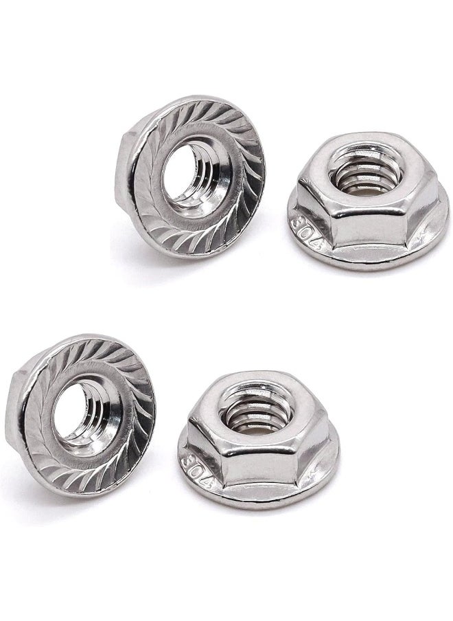 Poaker Stainless Steel Hex Flange Nuts Serrated Locknuts For Furniture Automotive And Civil Construction Vibration-Resistant Durable Fasteners For Secure Long-Lasting Connections 10Mm 4 Pcs  - Image 1
