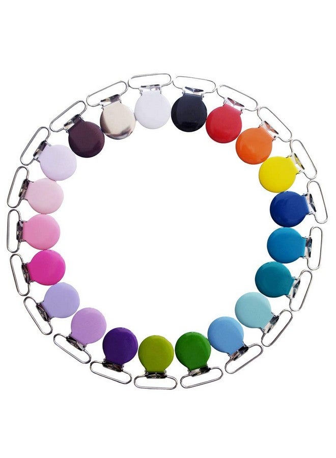 Sutoyuen 21 Enamel Metal Round Pacifier Clips/Garment Suspender Clips Baby Pacifier Clips For Making Diy Craft Supplies For Dummy Soother Bib Toy Holder Clip - Image 1