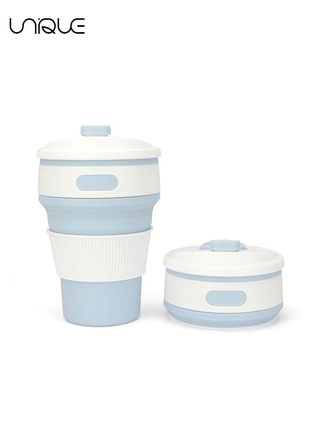 Unique Coffee Cup, Silicone Collapsible Cup, Eco-Friendly Travel Cup, Food Grade Silicone Cup, Portable Cup, Reusable Cups, Leak Proof Folding Cup for Outdoor Camping Hiking（Blue） - Image 1