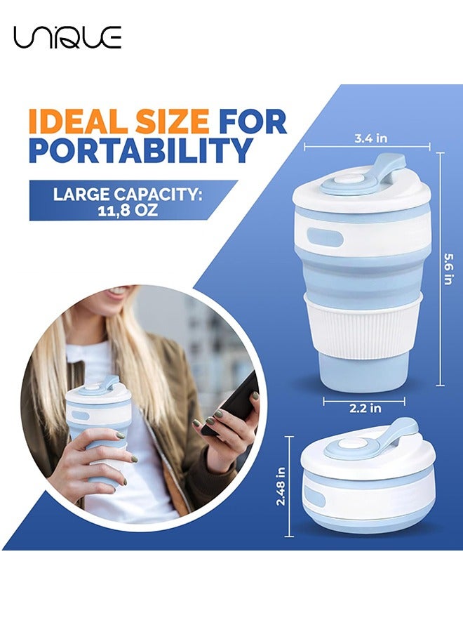 Unique Coffee Cup, Silicone Collapsible Cup, Eco-Friendly Travel Cup, Food Grade Silicone Cup, Portable Cup, Reusable Cups, Leak Proof Folding Cup for Outdoor Camping Hiking（Blue） - Image 2
