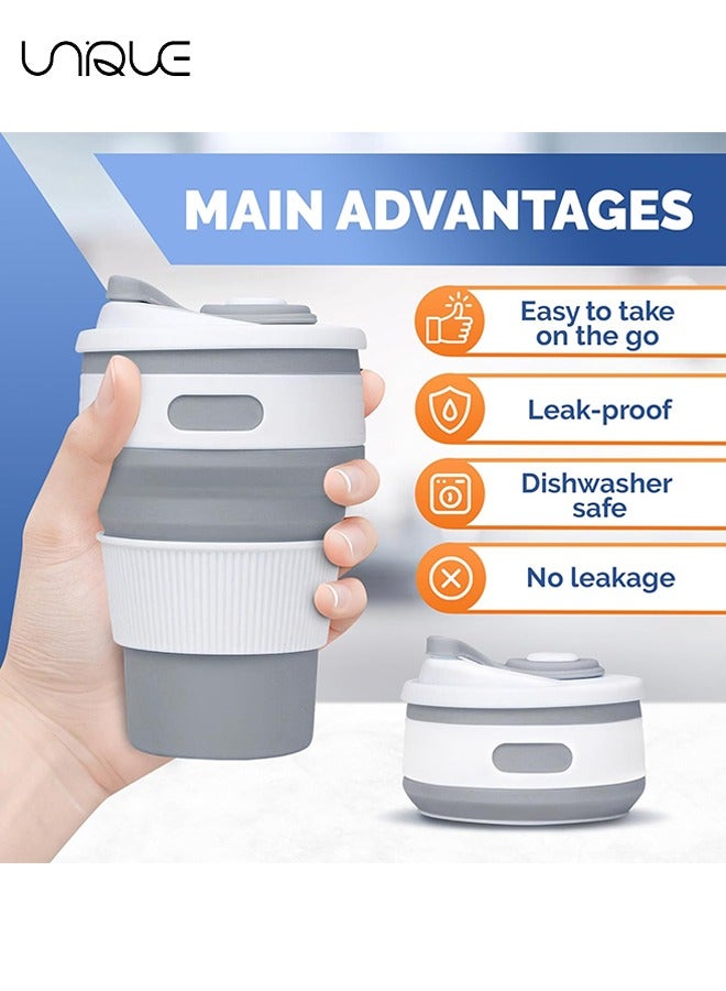 Unique Coffee Cup, Silicone Collapsible Cup, Eco-Friendly Travel Cup, Food Grade Silicone Cup, Portable Cup, Reusable Cups, Leak Proof Folding Cup for Outdoor Camping Hiking（Blue） - Image 3
