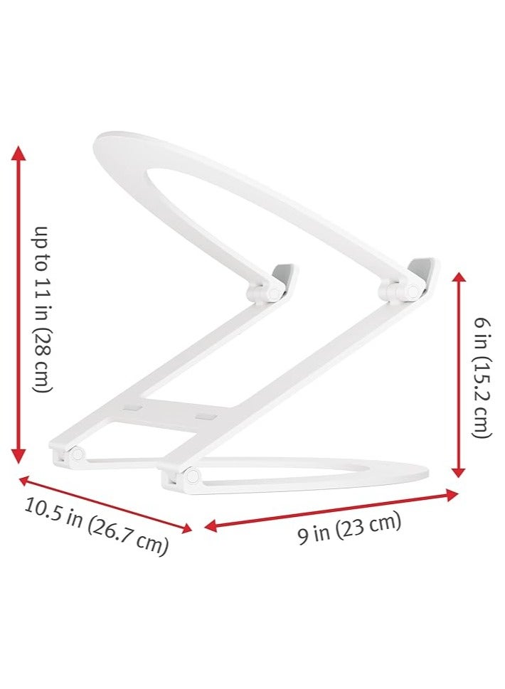 Green Tiger Ergonomic Height & Angle Adjustable Aluminum Laptop/MacBook Stand/Riser, fits 10" 17", Folds Flat for Portability Travel Pouch Included, Matte White, TS-2202 - Image 3