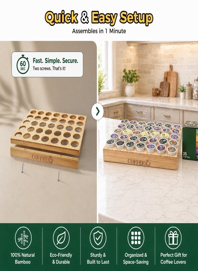 MinBoo BamBoo k cup holder Drawer or Countertop k cup Organizer Coffee Pod Holder Hold 35 Coffee Pod Storage Kcup coffee pods holder for coffee station Office and Kitchen k cup storage - Image 5