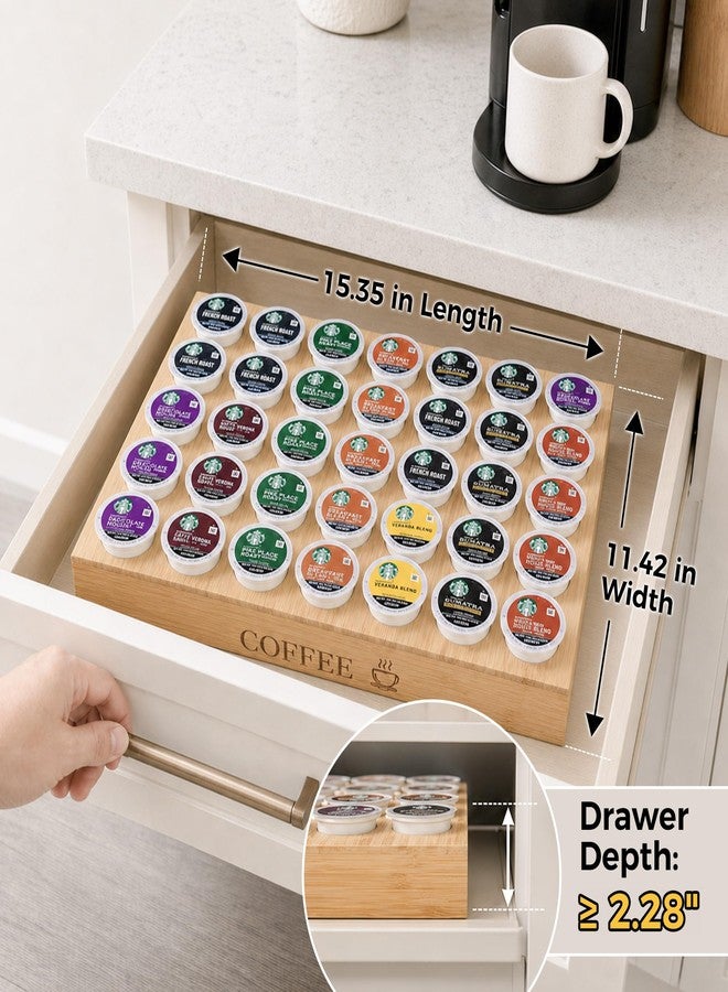 MinBoo BamBoo k cup holder Drawer or Countertop k cup Organizer Coffee Pod Holder Hold 35 Coffee Pod Storage Kcup coffee pods holder for coffee station Office and Kitchen k cup storage - Image 2