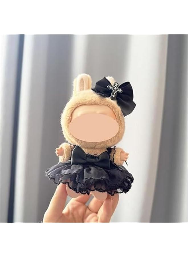 3 Set Labubu Clothes, Labubu Outfit with Accessories, Clothes for La bubu Dress+Hair Pin+Pearl Necklace Stylish Clothe for Doll Gothic (Black Angel+Necklace) - Image 3
